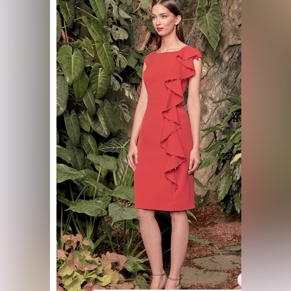 NWT LE CHÂTEAU BURGUNDY KNEE LENGTH PARTY DRESS IN SIZE SMALL